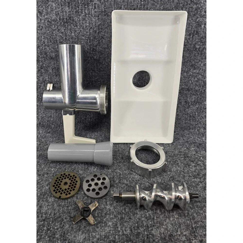 Vtg Bosch Universal Meat Grinder Attachment Silver Complete w/ 2 Discs Hamburger